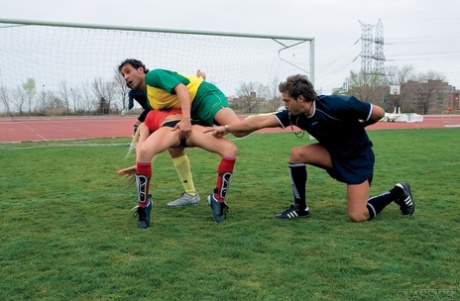 Female footballers Sonia Baby & Nancy Bell bang male stars in the change room 90159411